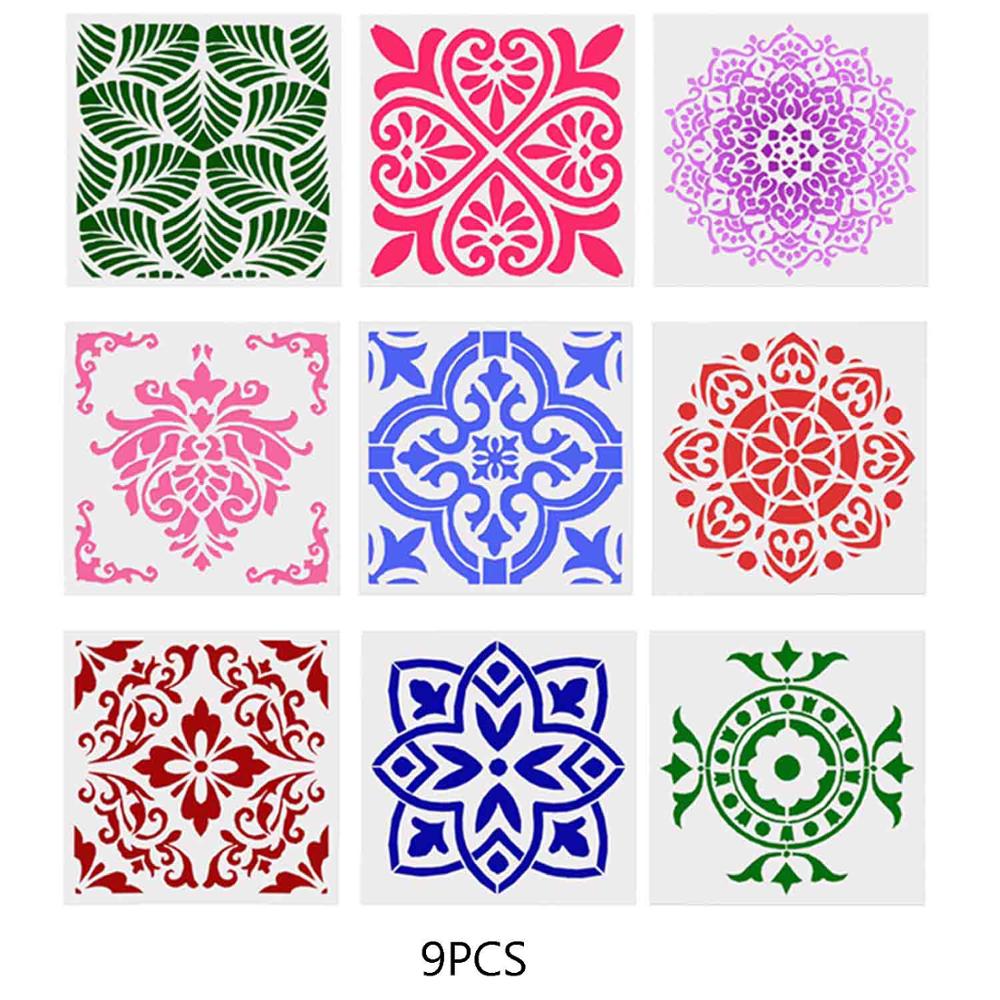 9/10 Uds Mandala herramientas de punteado plantillas Plantilla de dibujo conjunto de plantillas para decoración de pared bricolaje pintura dibujo proyectos de arte: Mandala Stencil A