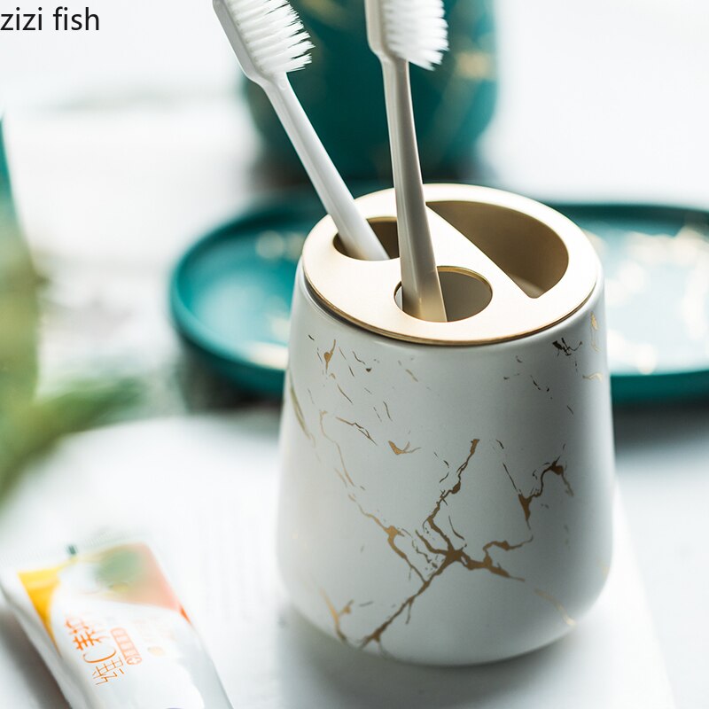 Keramik tandbørsteholder tandbørste opbevaring organisator kop hjemmevask kopper tilbehør til badeværelset sæt 400ml