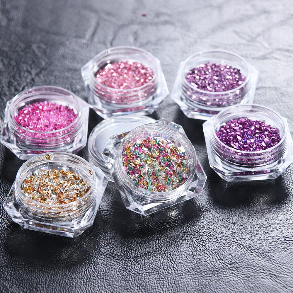 1 Box Nail Art Caviar Kralen & Shard Zandsteen Ab Rose Goud Kleur Gemengde Maten Nail Micro Kralen Decoraties Gebroken gems CH771-1