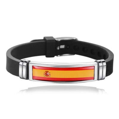 FIMAODZ-Pulsera de silicona con la bandera de España y EE. UU., ajustable, para hombres y mujeres, banderas de Israel y Alemania, de recuerdo,: B