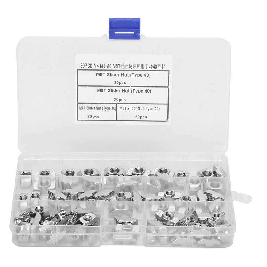 80x T Slot Slider Nut /M5 M6 M8 Hardware Fasteners for 4040 Aluminum Profiles