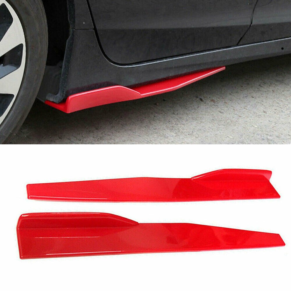 Pair 74.5cm Car Carbon Fiber Side Skirts Rocker Splitters Diffuser Winglet Wings: Red