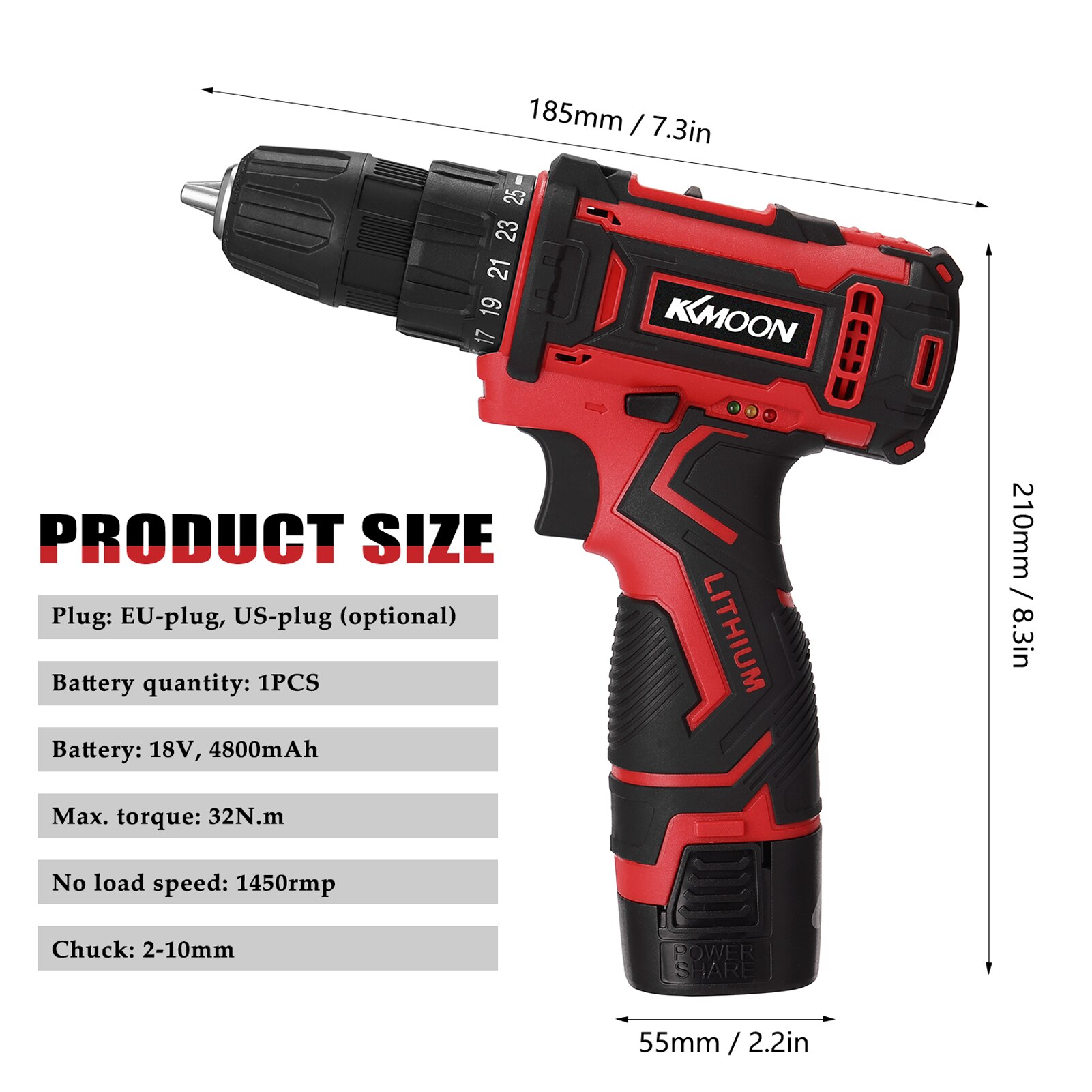 21V Electric Cordless Drill High-power Lithium Battery Wireless Rechargeable Hand Drills Brush Motor DIY Electric Power Tools