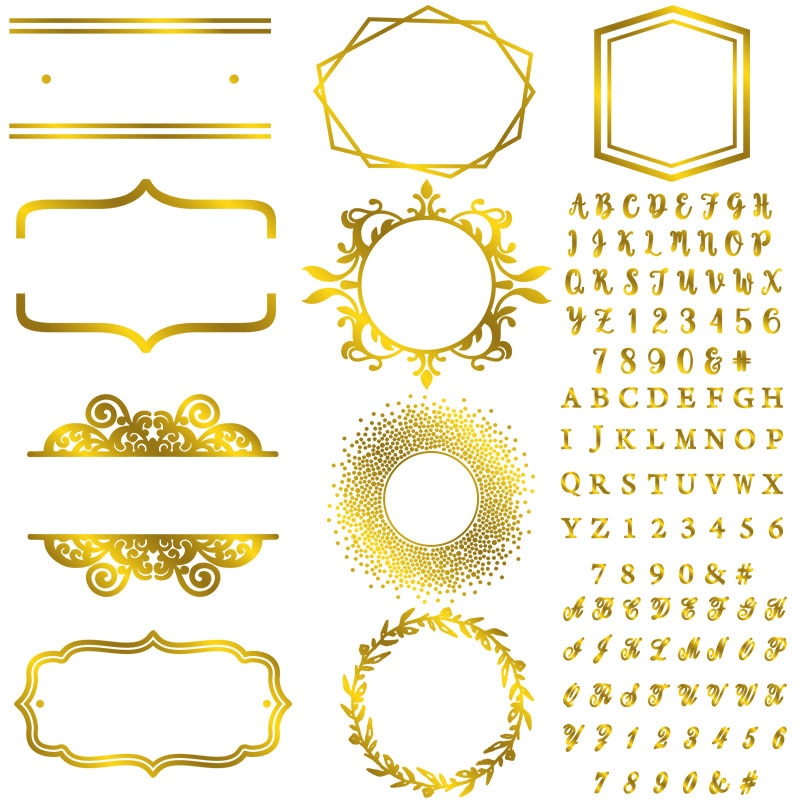 Letters Alphabets Borders Wreath Frames Metal Foil Plates for DIY Scrapbooking Letterpress Embossing Paper Cards Crafts