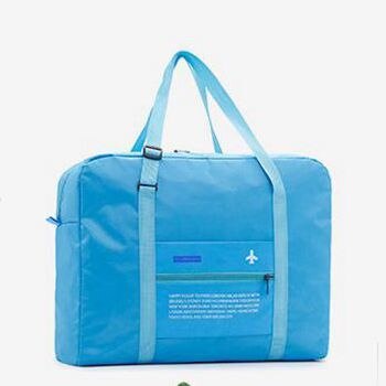Bolsa de gimnasio plegable para hombre y mujer, bolso deportivo resistente al agua, Terylene, gran capacidad, mochila de viaje para deportes al aire libre: Color azul