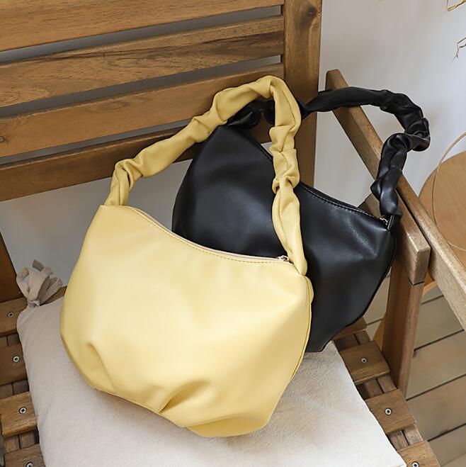 Retro fold armhule taske niche håndtaske vildt blødt læder stor kapacitet skuldertaske