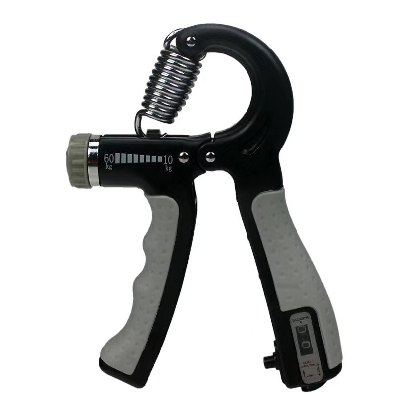 Hand Grip Set Adjustable Finger Strengthener with Counting Function Hand Grips Strengthener Hand Exerciser Grip Strengthener: Gray - 1 PC