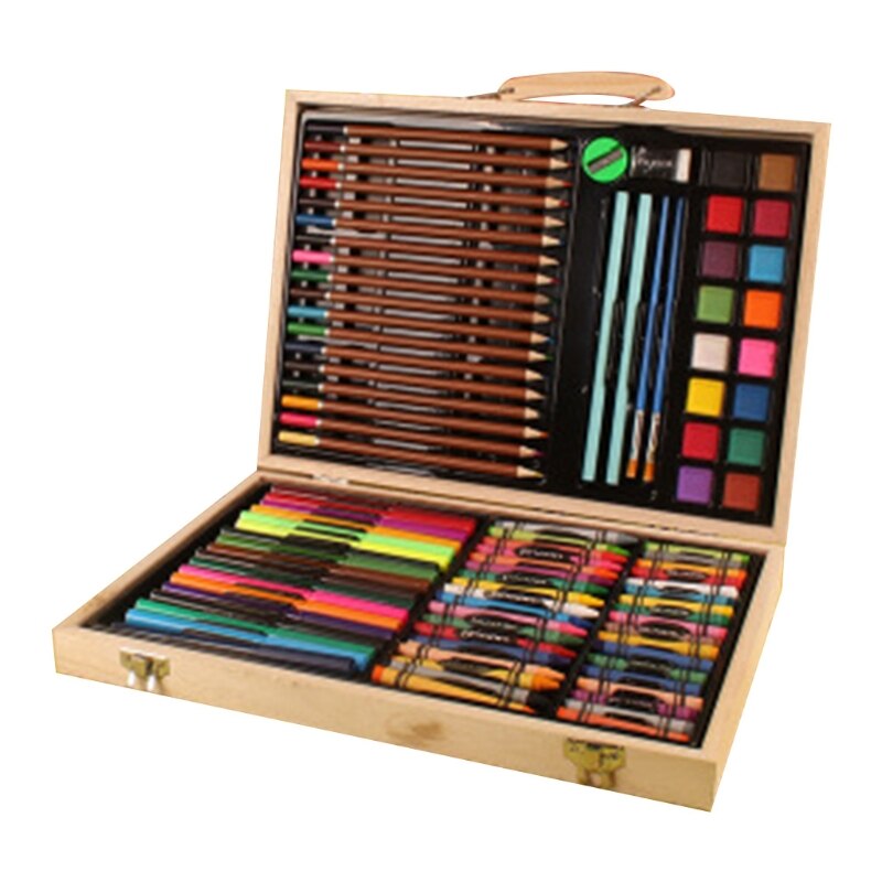 Ensemble de pinceaux pour enfants, boîte en bois, outils de peinture de la maternelle, fournitures d&#39;art, 1XCE: 118