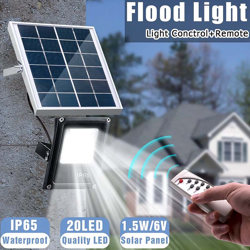 Solar Floodlight with Remote Control 10W Waterproof IP65 Timer Lighting Control Outdoor Lighting LED Spotlight Garden Solar Lamp