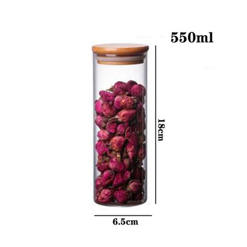 Mason Candy Jar For Spices Glass bamboo Cover Container Glass Jars With Lids Cookie Jar Tea Coffee Beans Grains Candy Jars: 550ml