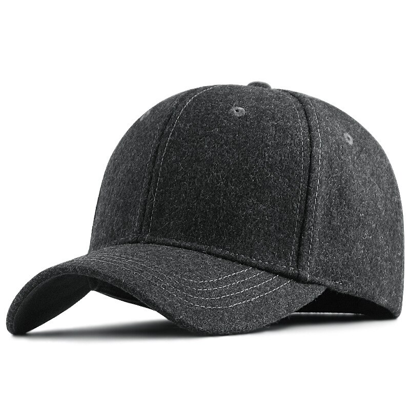 60-68Cm Extra Groot Formaat Wol Baseball Cap Mannelijke Winter Buiten Voorzien Vilten Hoed Grote Bot Man Oversize wollen Sport Caps: Gray