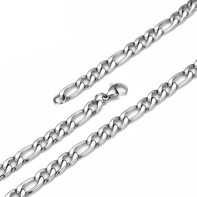 3-12MM Figaro Chain Necklace Men Stainless Steel Curb Necklace For Men Women Charm Jewelry Never Fade