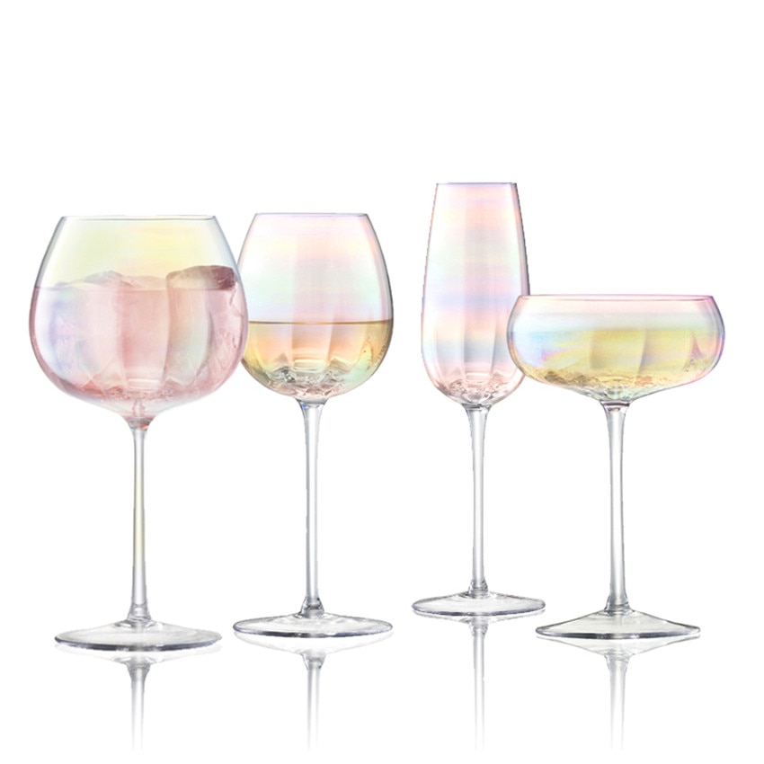 Luxury Lead free Glass cup handmade rainbow Goblet Cocktail glasses wine glass champagne glasses wedding glasses
