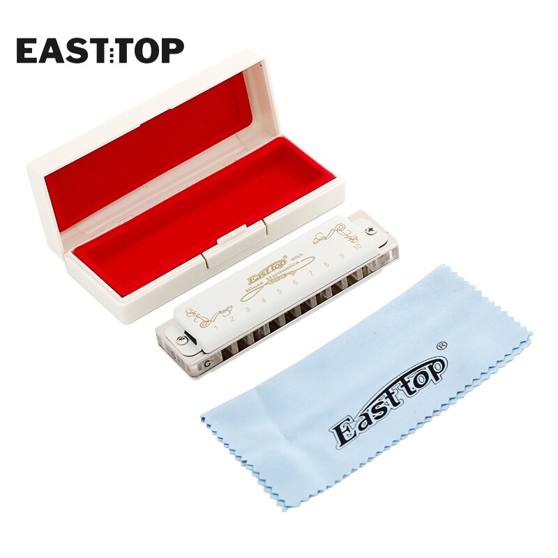 EASTTOP T008LS 10 Hole 20 Tone Diatonic Harmonica Transparent Comb With White Cover Musical Instruments