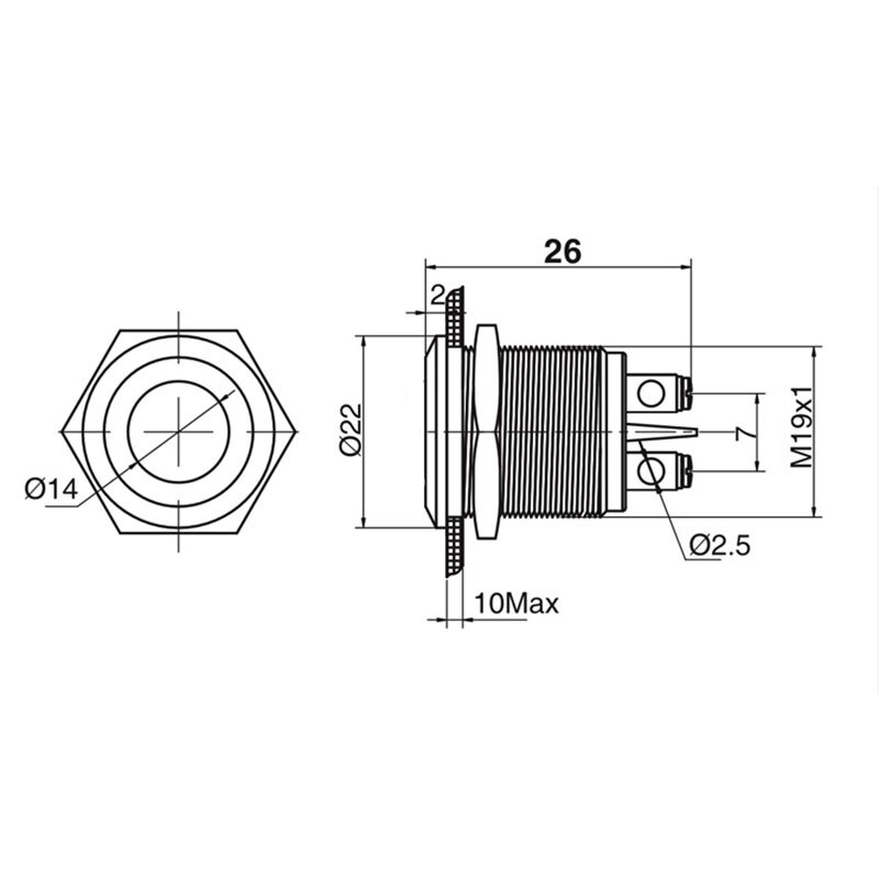 10 stk led metal indikatorlys 19 mm metal lys advarsel bil lys 3v 6v 12 v 24 v 36v 48v 220 vred grøn gul blå og hvid