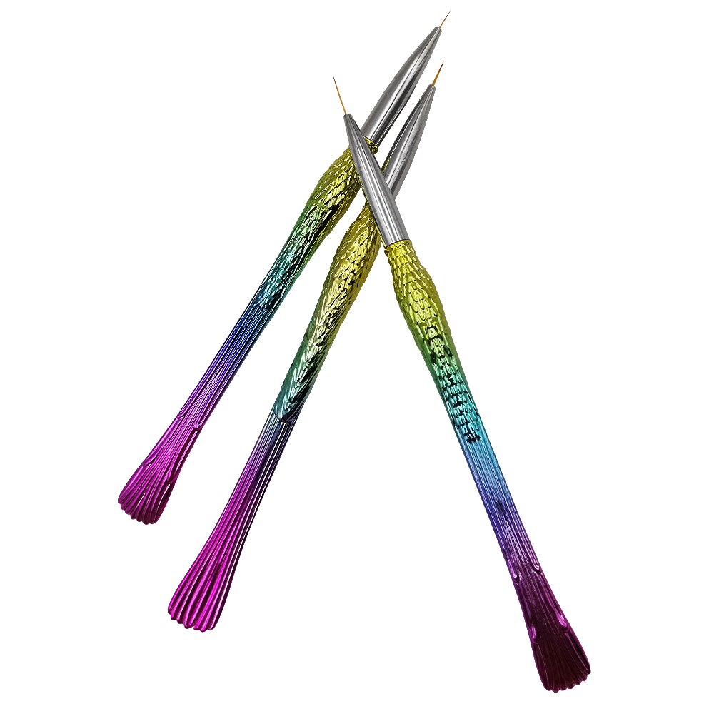Set van 3 nagelborstels, zeemeerminstaaf, tekenpen, laat je nagels prachtige rondingen krijgen, kunstnagelpen, manicure-instrumenten