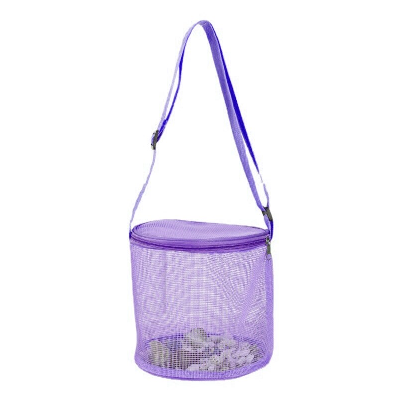 Colorful Storage Mesh Bag for Beach Toy Collection Outdoor Sand Play Toy Bath Shoulder Bag Kids Girls Beach Accessories: Purple