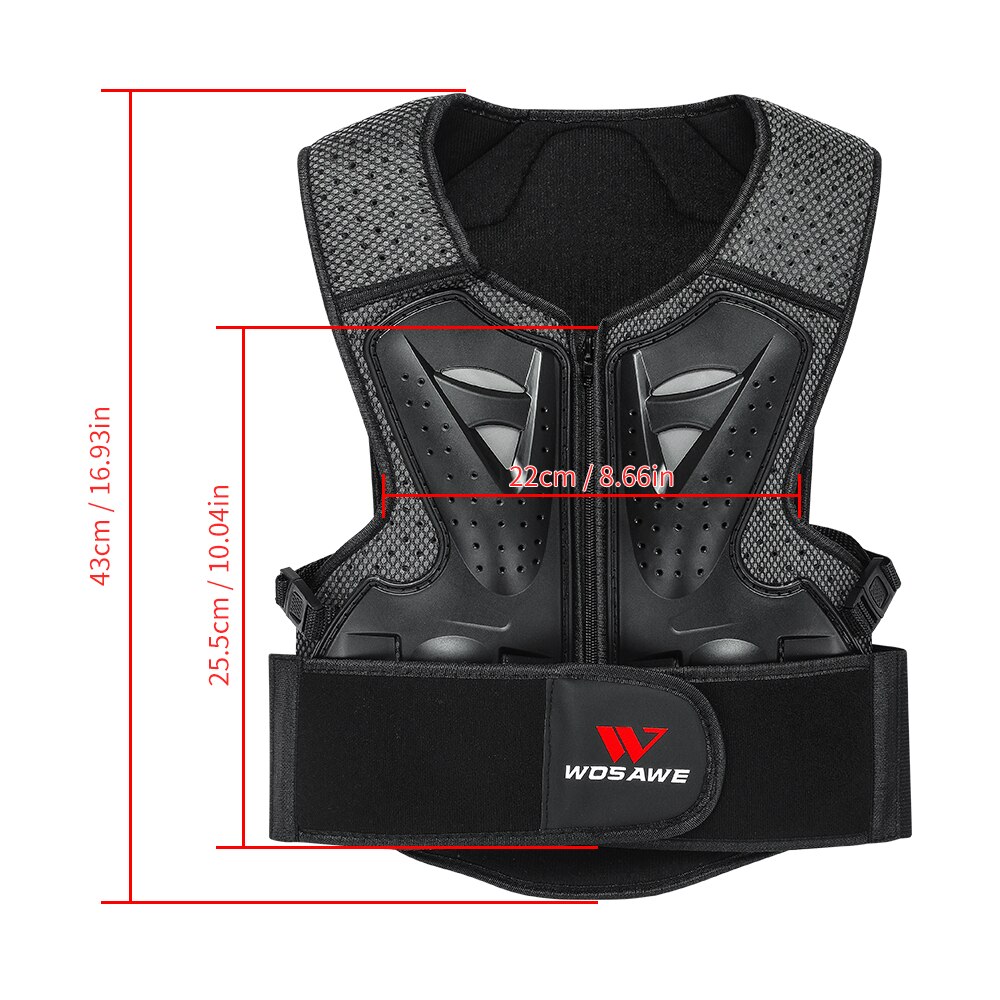 WOSAWE Reflective Body Armor For Kids Snowbard Ski Skate Motocross Motorcycle Armor Sleeveless Jacket Chest Knee Protective Gear