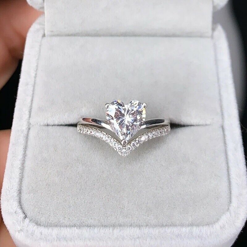 Huitan 2023 Trendy Heart Cubic Zirconia Women Rings for Engagement Wedding White/Pink/Green/Colored Love Rings Eternity Jewelry: 7 / WHITE