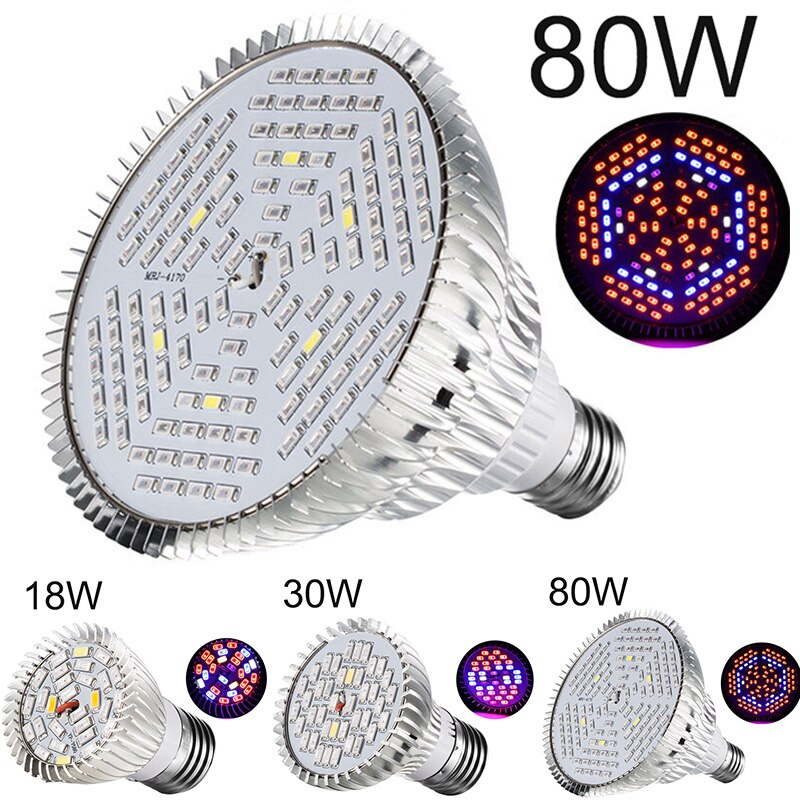 180 degree LED Grow Light UV Spectrum 18/30/45/80W Bonsai Hydroponic E27