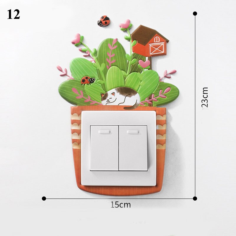 Cartoon Animal Switch cover Room Decor 3D Silicone On-off Switch Sticker Luminous Switch Outlet Wall Sticker: 12