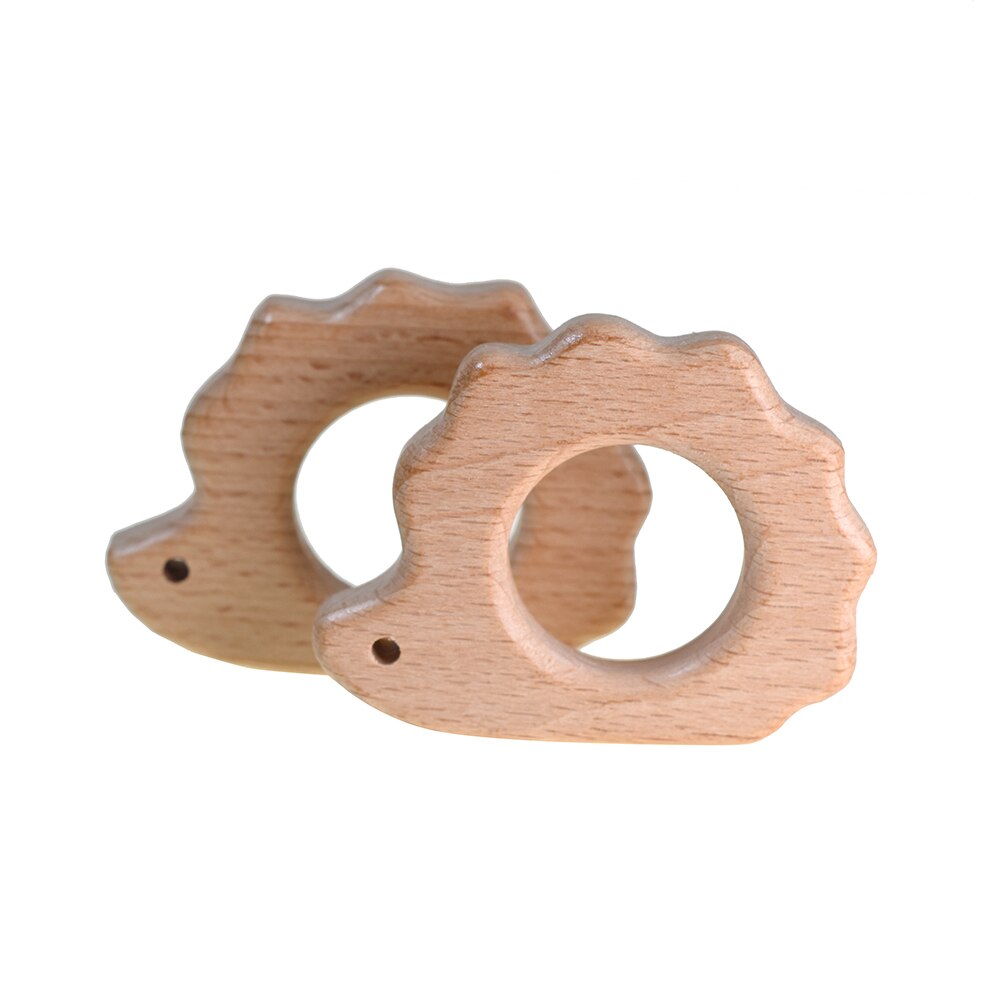 1 Pcs Hedgehog Houten Bijtring Verlichten Tanden Pijn Cartoon Animal Shape Baby Chewable Beukenhout Bijtring