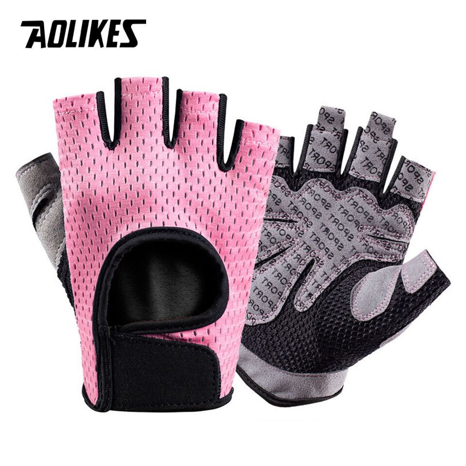 AOLIKES Breathable Fitness Gloves Silicone Palm Hollow Back Gym Gloves Weightlifting Workout Dumbbell Crossfit Bodybuilding