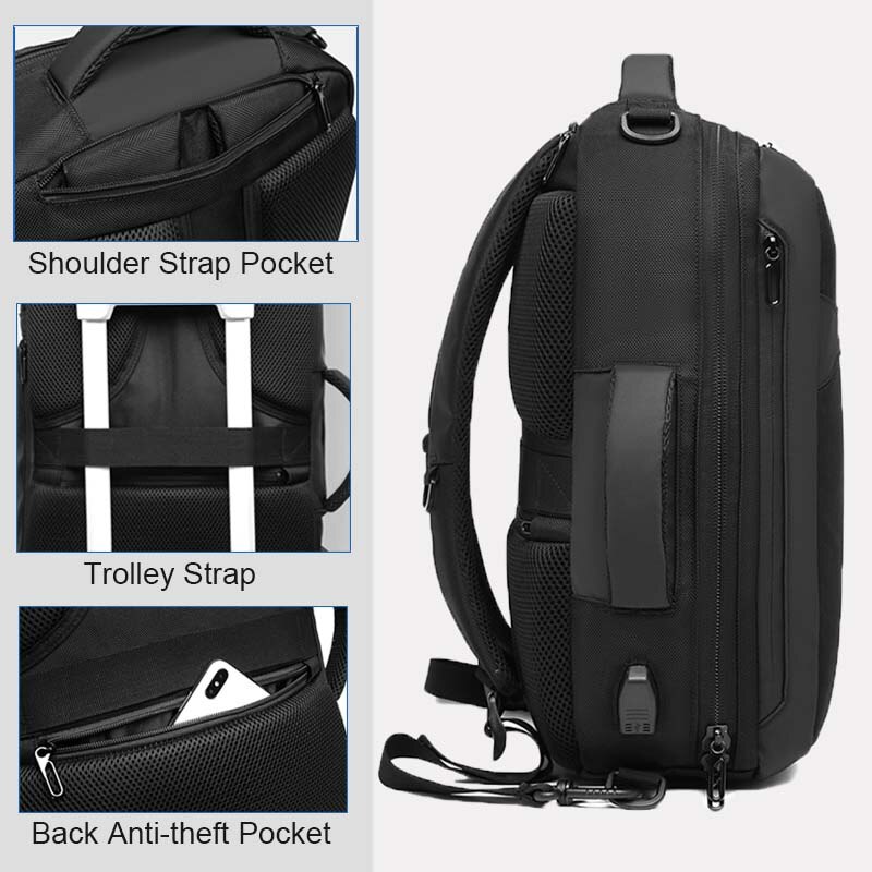 Ozuko Anti-Diefstal Mannen Laptop Rugzak Fit 15.6 Inch Multifunctionele Usb Opladen Waterdichte Rugzakken Mannelijke Reistas Mochila