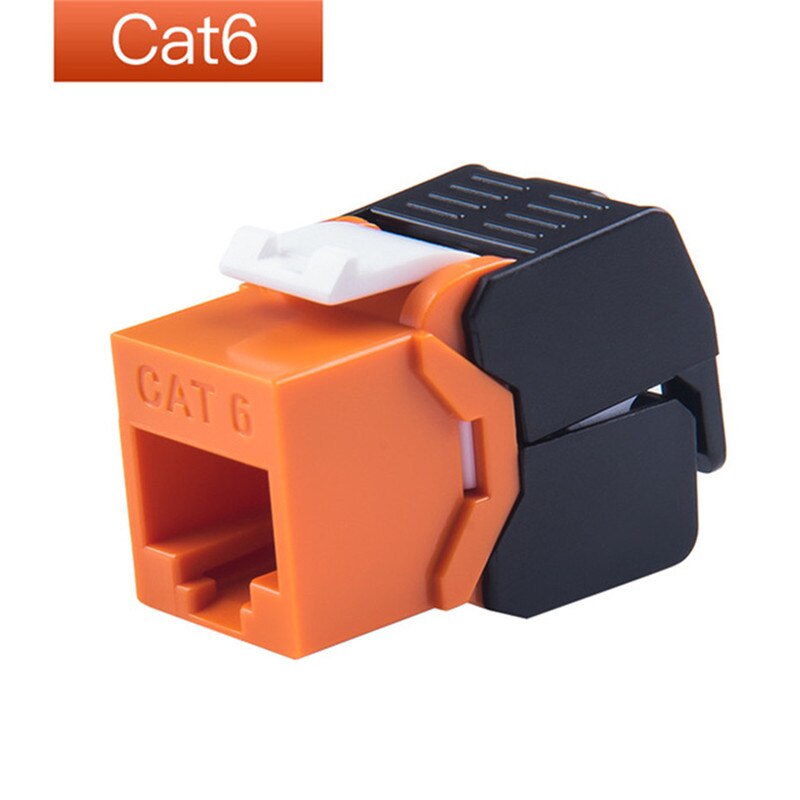 RJ45 Connector Cat6 Jack Modules RJ 45 Female Tool Less Cat 6 Keystone Repeatable Using For 23-26AWG Cable 15u&quot; Gold Plated: Orange / 20pcs