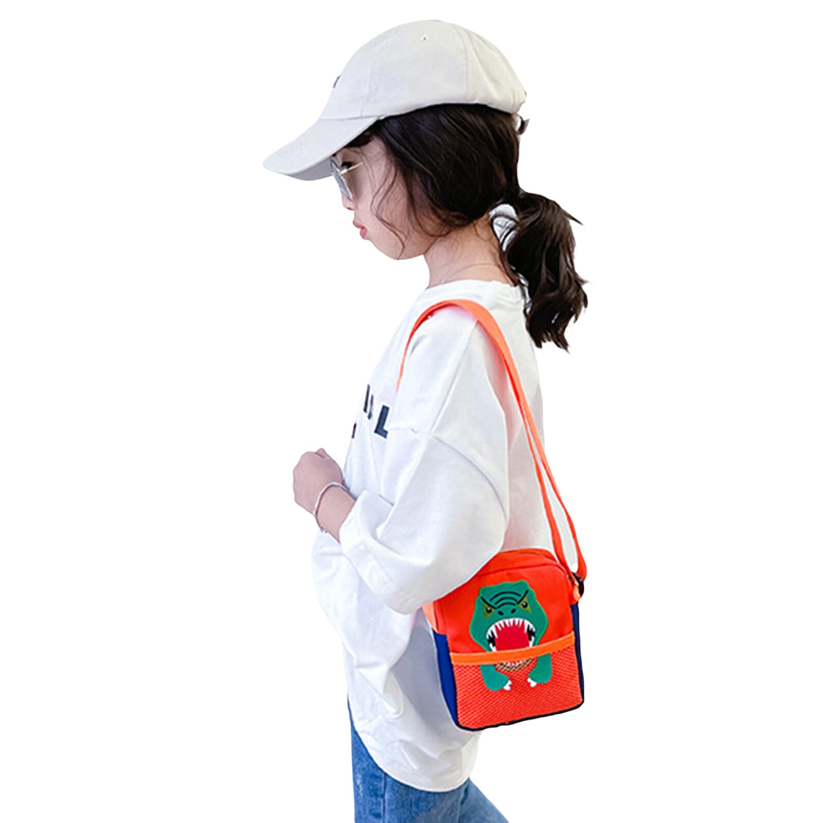 freundlicher Mädchen Jungen Brust Pack Karikatur Dinosaurier Stickerei Mini Schulter Tasche Bote Tasche Für Jungen Mädchen