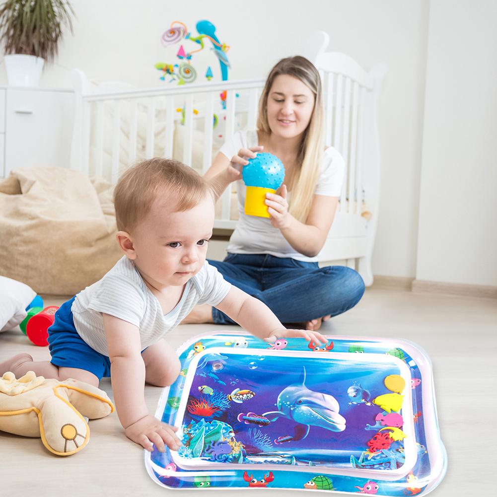 Alfombrilla inflable para bebé, tapete de hielo, cojín de seguridad para bebés, tapete de juego para el tiempo de barriga, esterilla de actividades para bebés