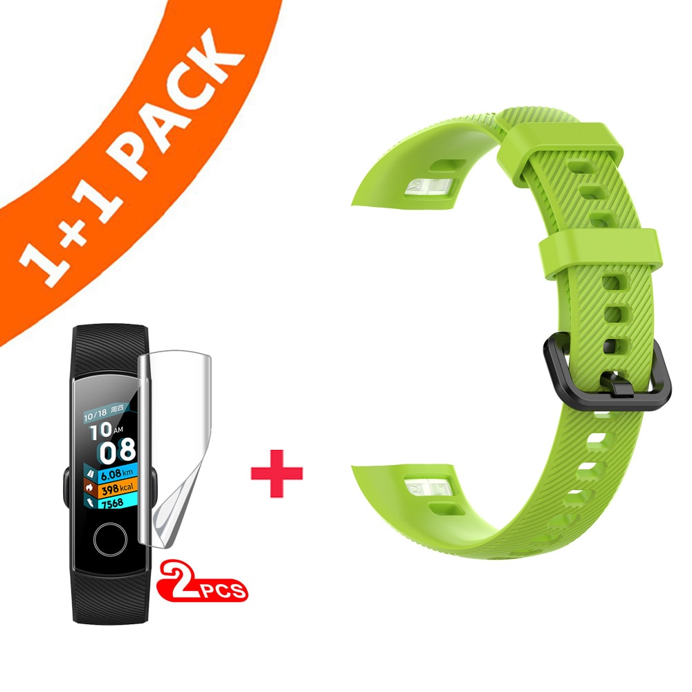 Handgelenk Gurt Für Huawei Honor Band 4 Strap Silikon Armband Armband Für Huawei Ehre Band4 Band 5 Strap Mit Schutzhülle film: Green