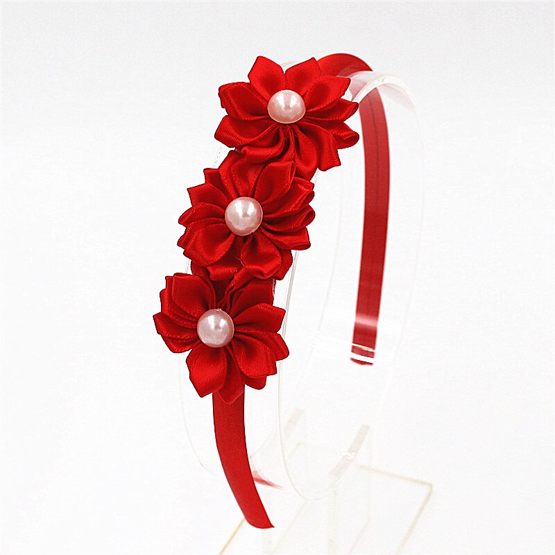 Bonitas flores de Color liso diademas Aro para el pelo para niña, accesorios para el pelo de perlas, accesorios para el pelo de princesa