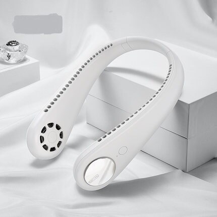 Mini USB Portable Electric fan Neck With Rechargeable Battery Wearable Fan handheld Mobile Air Cooler Conditioner for Room: White
