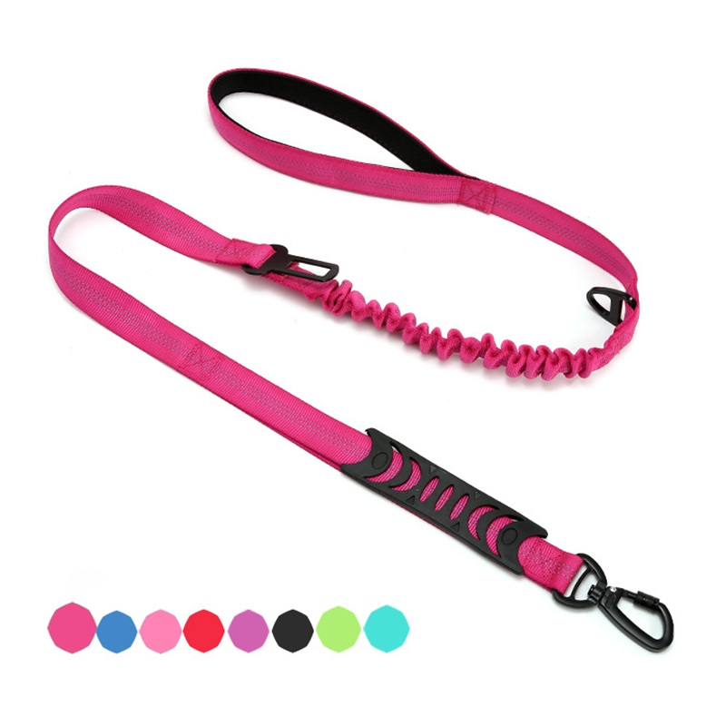 Leiband Voor Hond Elastische Hondenriem Reflecterende Hond Autogordel Hond Riemen Voor Grote Honden Outdoor Hond Auto Leash buffer: Rose red