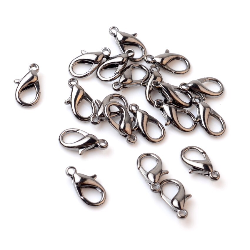 Jewelry Findings Diy 12*6mm 14*7mm Gold/Silver/Bronze/Silver Tone Lobster Clasp For Jewelry Making: gunmetal / 12x6mm