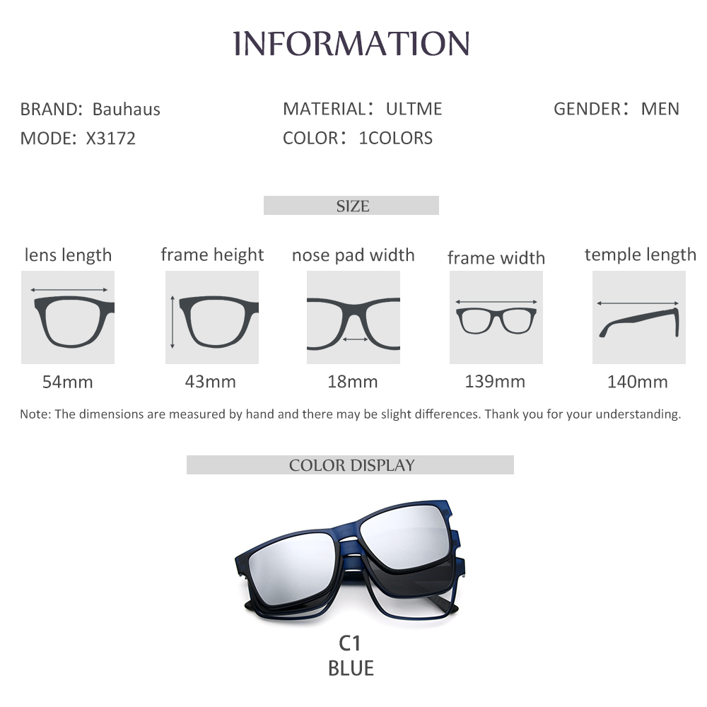 Armação de óculos ópticos de alta qualidade, clipe em ímãs, óculos polarizados para miopia, armação de óculos para homens