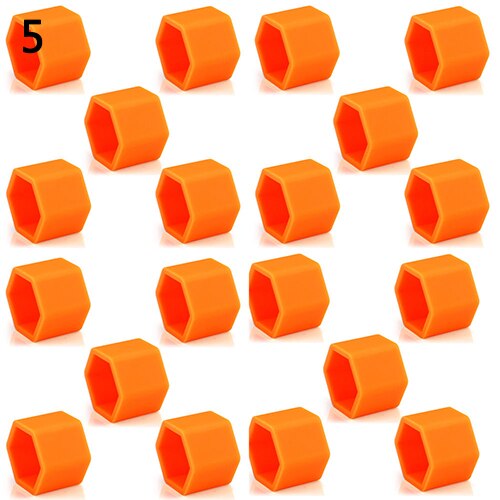 20 stk/sæt 19mm silikone bilhjulsmøtrik skruedæksel bilfælge udvendige bolthætter: 5 orange