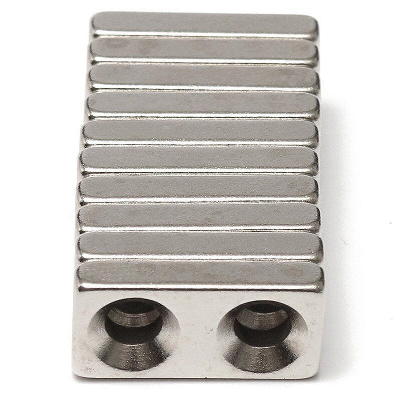 10 stuks  n35- klasse supersterke blok verzonken neodymium netten 20 x 10 x 4mm