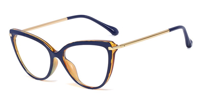 Kachawoo brillen Katze Auge retro Gold tr90 optische rahmen brillen frauen klare linse aufbringen stil neue jahr: Blau Gold Rahmen