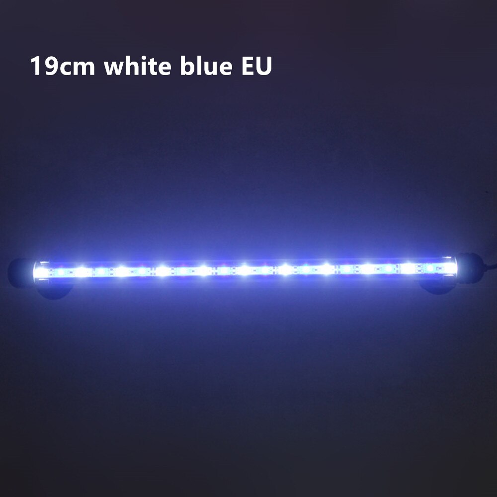 Waterproof LED Aquarium Lights Fish Tank Light Bar Blue/White 19CM Submersible Underwater Clip Lamp Aquatic Decor RGB light: 19cm white blue EU