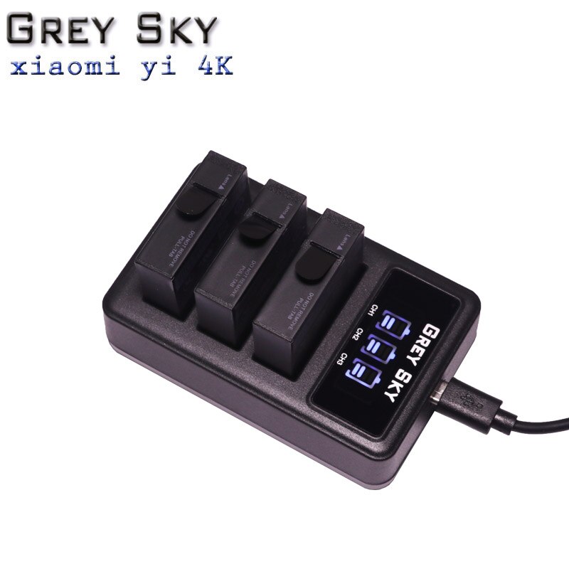 Batería de 1400mAh para Xiaomi Original Yi II Xiami yi 4k baterías + LED USB 3 ranuras cargador para Xiaoyi Yi Lite Cámara de Acción