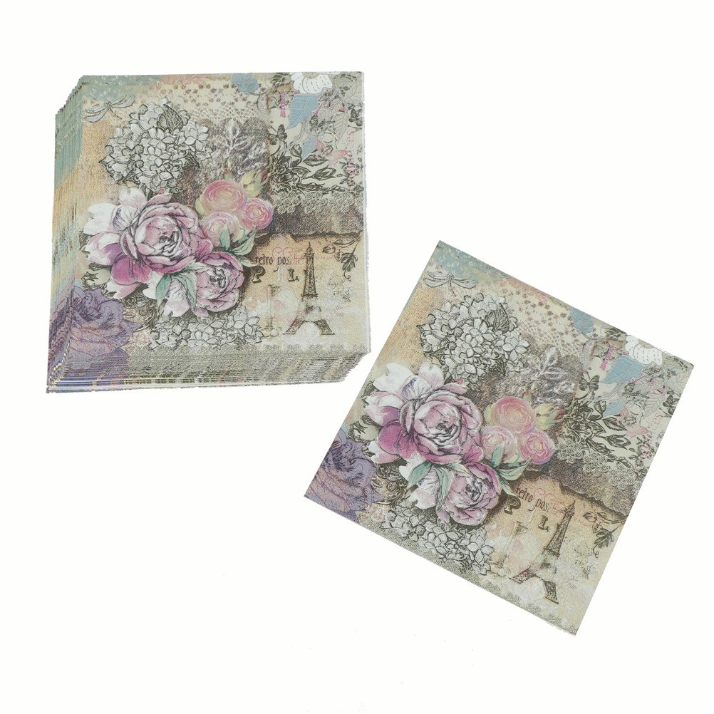 20 stuks/pak met bloementhema, papieren servetten, tissue servetten, decoupagedecoratie, feestelijke feestbenodigdheden: 8