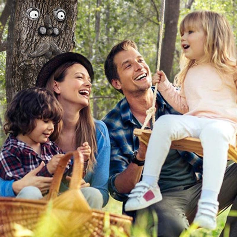 DIY Lustige Rinde Holz Ornamente Alte Männer Augen Nase Mund DIY Dekoration Auf Baum für Foto Requisiten Heimat Garten Hof liefert