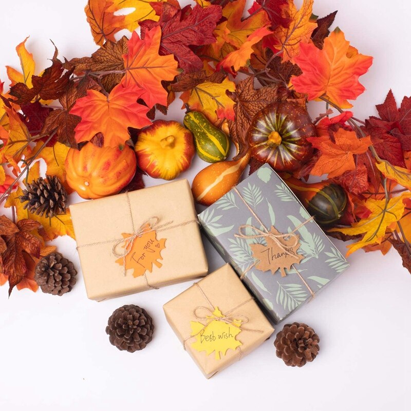 Étiquettes d'automne 150 pièces feuilles d'érable dragées en papier pour l'automne, Thanksgiving, mariage, artisanaux