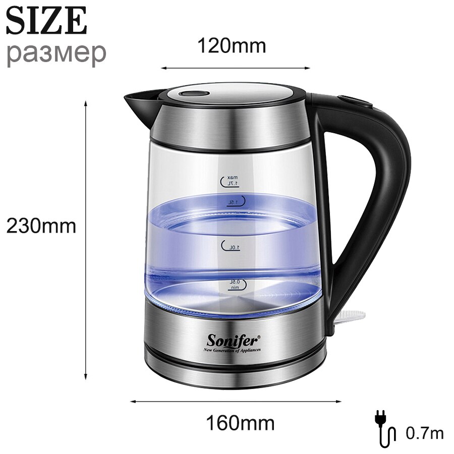 Vattenkokare blått led ljus glas vattenkokare 2200w kök smart visselpipa vattenkokare samovar snabbuppvärmning kokande tekanna sonifer
