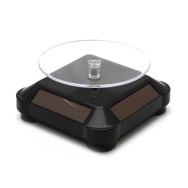 Solar Power Double-Gebruik 360 Roterende Display Stand Tafel Voor Telefoon Horloge Sieraden: black
