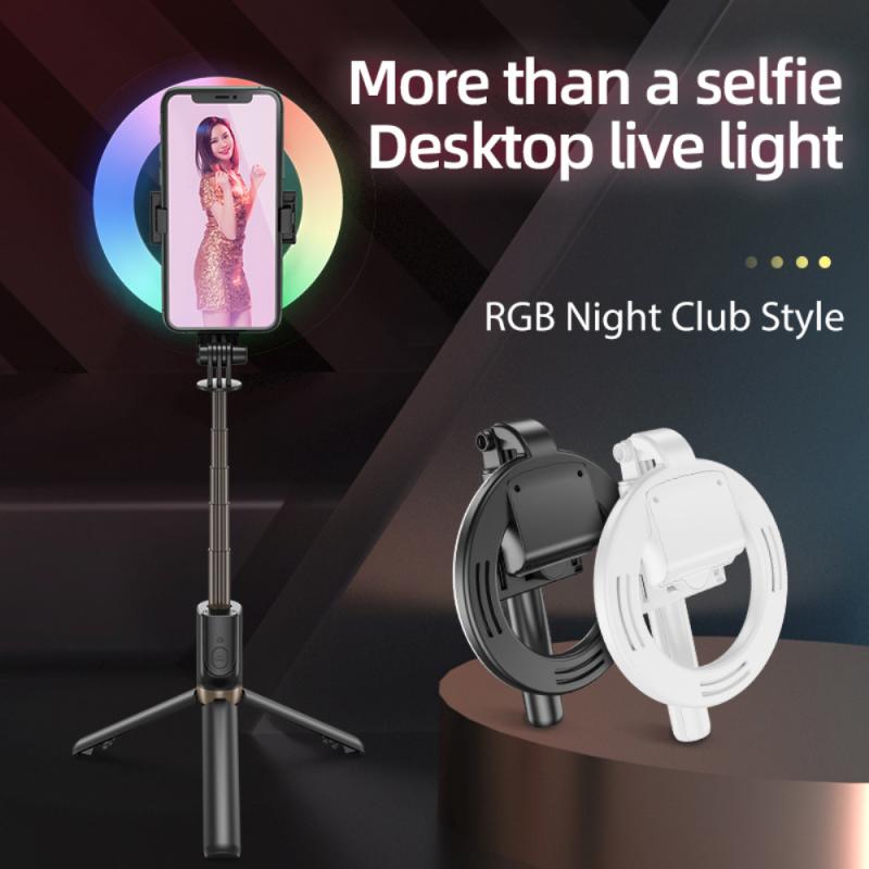 Selfie Stick Tripod - Portable Bluetooth RGB Fill Light for iPhone Samsung - Video Live Travel
