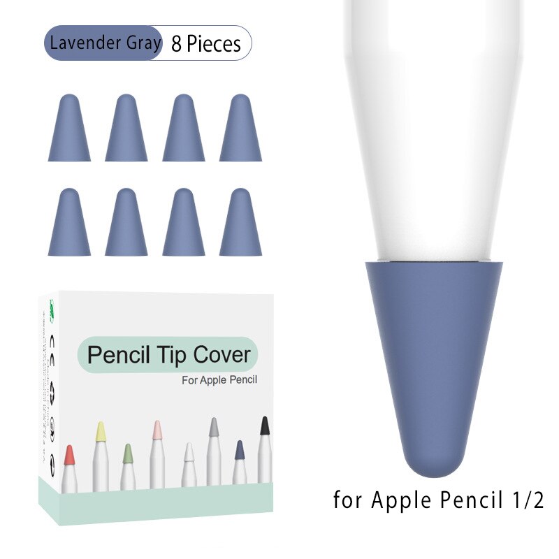 Funda protectora para lápiz Apple 1 2st, 8 Uds., punta de lápiz Stylus, carcasa protectora de silicona para lápiz Apple 2: lavender-8Pieces