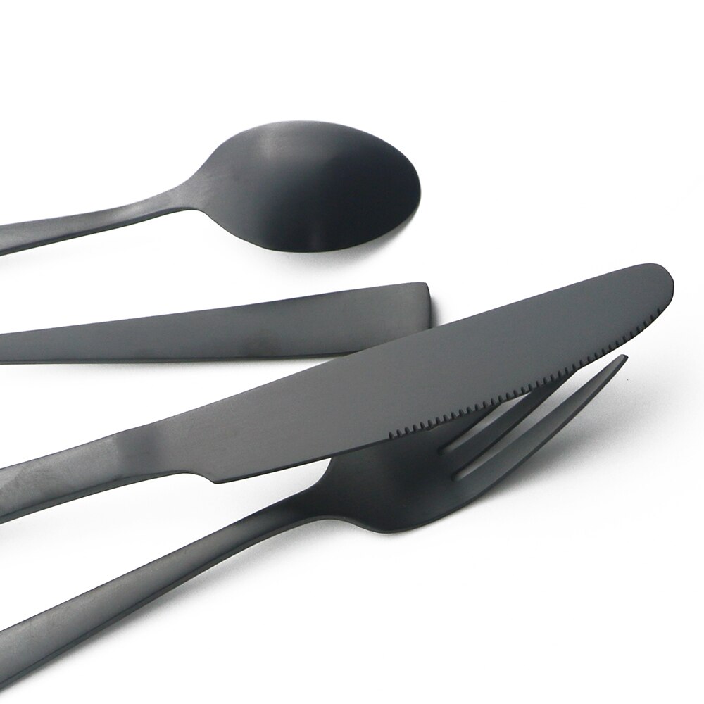Service de couverts noir mat, couteau fourchette cuillère service de couverts service de table à Dessert service de vaisselle en acier inoxydable service de vaisselle de cuisine